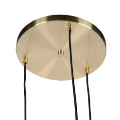 Smart hanglamp messing met zwarte glas 3-lichts incl. Wifi ST64 - Pallon