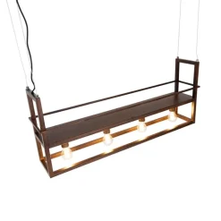 Smart hanglamp roestbruin met rek incl. 4 Wifi A60 - Cage Rack