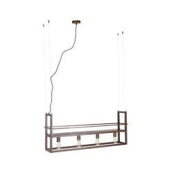 Smart hanglamp roestbruin met rek incl. 4 Wifi A60 - Cage Rack