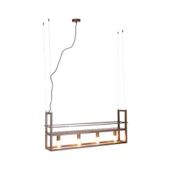 Smart hanglamp roestbruin met rek incl. 4 Wifi A60 - Cage Rack