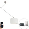 Smart hanglamp staal met kap wit 35 cm incl. Wifi A60 - Blitz