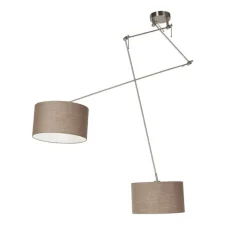 Smart hanglamp staal met kap 35 cm taupe incl. 2 Wifi A60 - Blitz