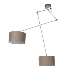Smart hanglamp staal met kap 35 cm taupe incl. 2 Wifi A60 - Blitz