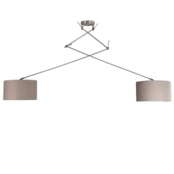 Smart hanglamp staal met kap 35 cm taupe incl. 2 Wifi A60 - Blitz