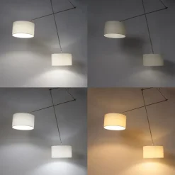 Smart hanglamp staal met kap 35 cm wit incl. 2 Wifi A60 - Blitz