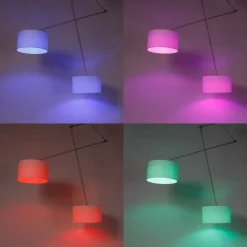 Smart hanglamp staal met kap 35 cm wit incl. 2 Wifi A60 - Blitz