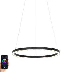 Smart hanglamp zwart 60 cm incl. LED en RGBW- Girello