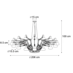 Smart hanglamp zwart 16-lichts verstelbaar incl. 16 Wifi A60 - Hobby Spinne
