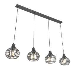 Smart hanglamp zwart 4-lichts incl. 4 Wifi G95 - Saffira