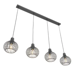 Smart hanglamp zwart 4-lichts incl. 4 Wifi G95 - Saffira