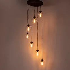 Smart hanglamp zwart 7-lichts incl. Wifi ST64 - Pallon