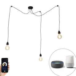 Smart hanglamp zwart 3-lichts incl. Wifi G95 - Cava