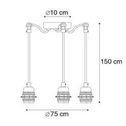 Smart hanglamp zwart 3-lichts incl. Wifi G95 - Cava