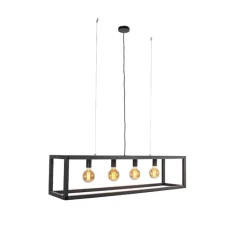Smart hanglamp zwart 4-lichts incl. Wifi G95 - Big Cage