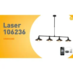 Smart hanglamp zwart 4-lichts incl. Wifi ST64 - Laser