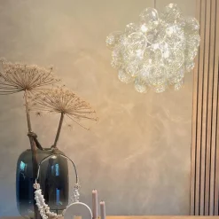 Smart hanglamp zwart met Amber glas incl. 8 Wifi g9 - Uvas