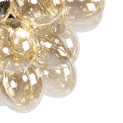 Smart hanglamp zwart met Amber glas incl. 8 Wifi g9 - Uvas