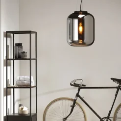 Smart hanglamp zwart met smoke glas incl. WiFi A60 - Bliss