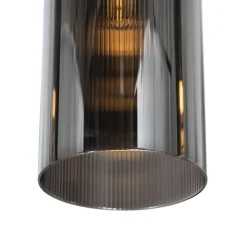 Smart hanglamp zwart met smoke glas 4-lichts incl. 4 Wifi ST64 - Laura