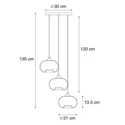 Smart hanglamp zwart met smoke glas incl. 3 Wifi P45 - Busa