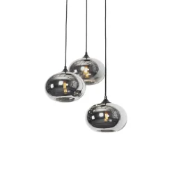 Smart hanglamp zwart met smoke glas incl. 3 Wifi P45 - Busa