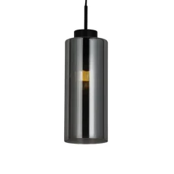 Smart hanglamp zwart met smoke glas incl. Wifi ST64 - Laura