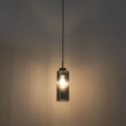 Smart hanglamp zwart met smoke glas incl. Wifi ST64 - Laura