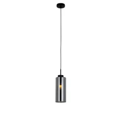 Smart hanglamp zwart met smoke glas incl. Wifi ST64 - Laura