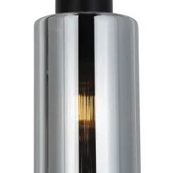 Smart hanglamp zwart met smoke glas incl. Wifi ST64 - Laura