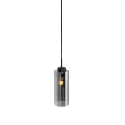 Smart hanglamp zwart met smoke glas incl. Wifi ST64 - Laura