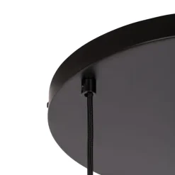 Smart hanglamp zwart met messing en amber glas 3-lichts incl. 3 Wifi G95 - Zuzanna