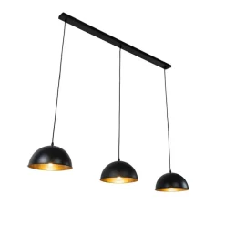Smart hanglamp zwart met goud 3-lichts incl. Wifi A60 - Magnax