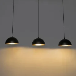 Smart hanglamp zwart met goud 3-lichts incl. Wifi A60 - Magnax