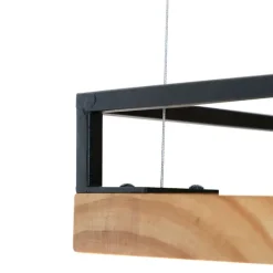 Smart hanglamp zwart met hout 4-lichts incl. Wifi G95 - Shelf