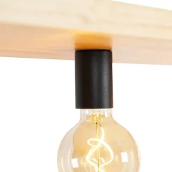 Smart hanglamp zwart met hout 4-lichts incl. Wifi G95 - Shelf