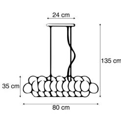 Smart hanglamp zwart met smoke glas 8-lichts incl. 8 Wifi G9 - Uvas