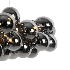 Smart hanglamp zwart met smoke glas 8-lichts incl. 8 Wifi G9 - Uvas