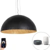 Smart hanglamp zwart met goud 70 cm incl. Wifi A60 - Magna