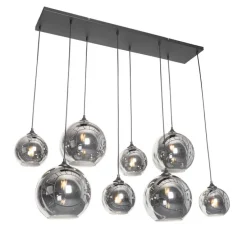Smart hanglamp zwart met smoke glas incl. 8 Wifi G95 - Sandra
