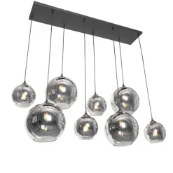 Smart hanglamp zwart met smoke glas incl. 8 Wifi G95 - Sandra