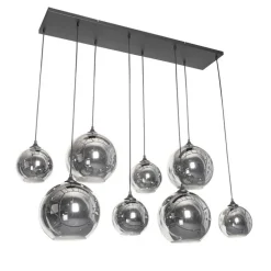 Smart hanglamp zwart met smoke glas incl. 8 Wifi G95 - Sandra