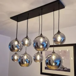 Smart hanglamp zwart met smoke glas incl. 8 Wifi G95 - Sandra