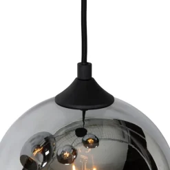 Smart hanglamp zwart met smoke glas incl. 4 Wifi A60 - Wallace