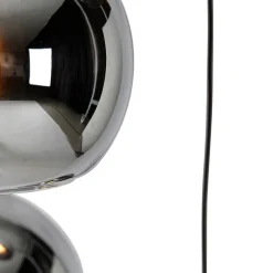 Smart hanglamp zwart met smoke glas incl. 4 Wifi A60 - Wallace