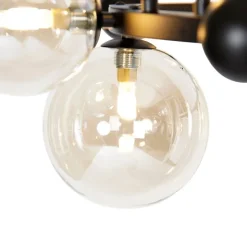 Smart hanglamp zwart met amber glas 12-lichts incl. 12 Wifi G9 - David