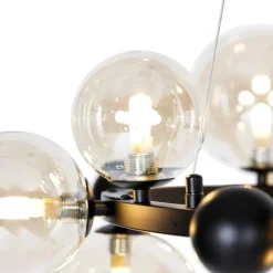 Smart hanglamp zwart met amber glas 12-lichts incl. 12 Wifi G9 - David