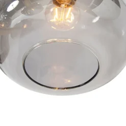 Smart hanglamp zwart met goud met smoke glas incl. 5 Wifi A60 - Zuzanna