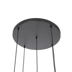 Smart hanglamp zwart met goud met smoke glas incl. 5 Wifi A60 - Zuzanna