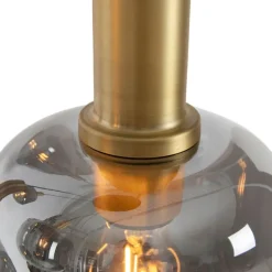 Smart hanglamp zwart met goud met smoke glas incl. 5 Wifi A60 - Zuzanna