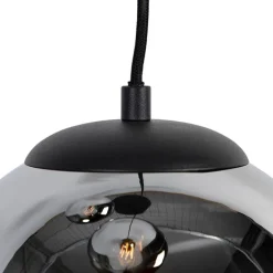 Smart hanglamp zwart met smoke glas 3-lichts incl. Wifi ST64 - Pallon